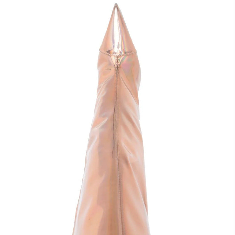 Women's High Heel Pointed Toe Symphony Patent Leather Knee Boots