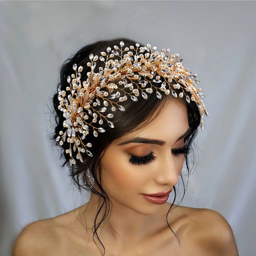Bridal Fashion Handmade Pearl Wide Hair Band