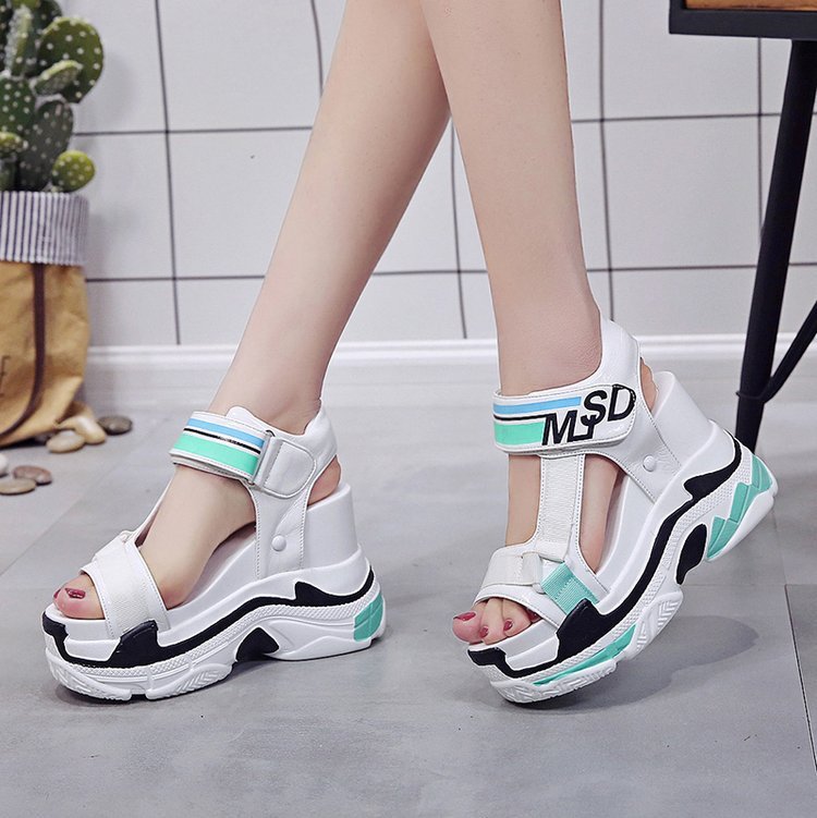 Daddy Sandals Women's Platform Sports Wedge With Velcro Roman Platform Shoes