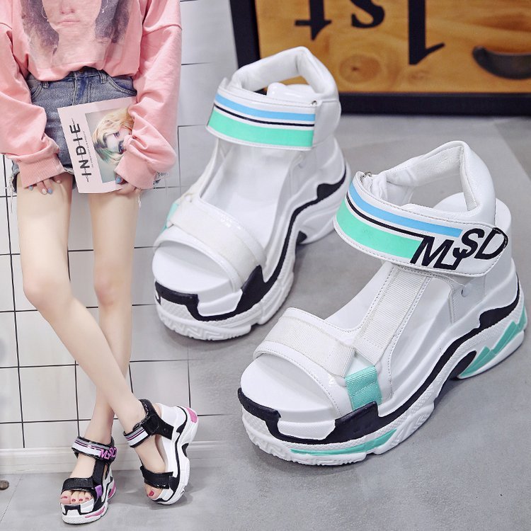 Daddy Sandals Women's Platform Sports Wedge With Velcro Roman Platform Shoes