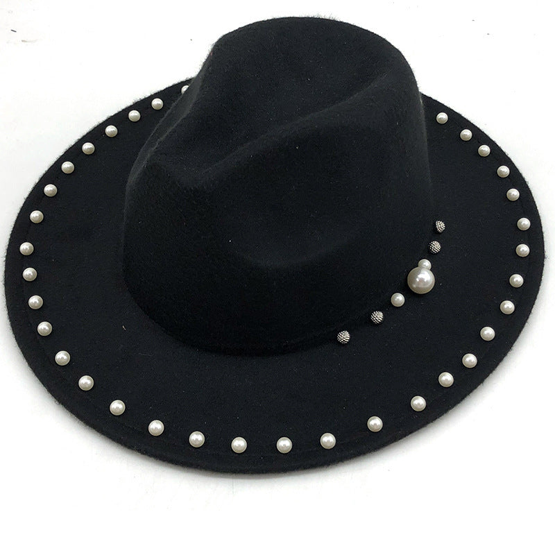 Pearl wool jazz top hat