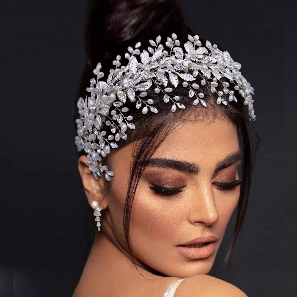 Bridal Fashion Handmade Pearl Wide Hair Band