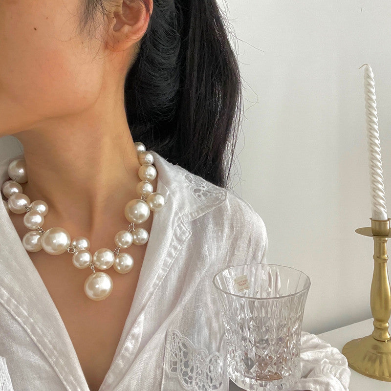 Retro French Baroque Overlaid Pearl Collar Chain