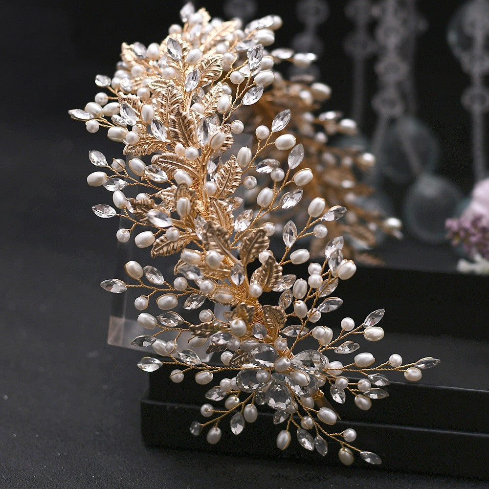 Bridal Fashion Handmade Pearl Wide Hair Band