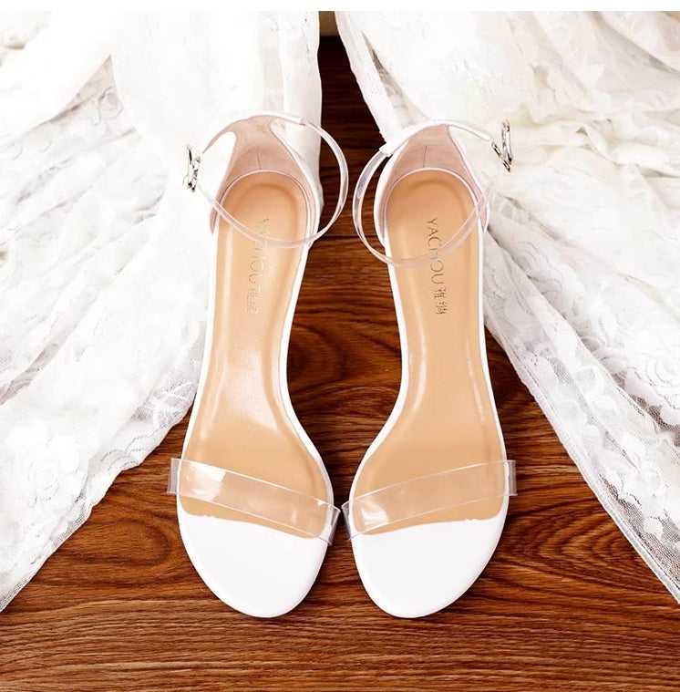 Genuine Leather Simple Fashion Strap Transparent High Heel