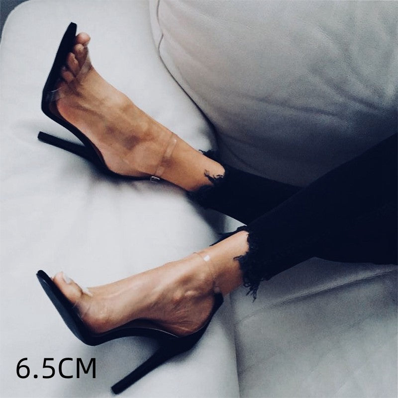 Genuine Leather Simple Fashion Strap Transparent High Heel