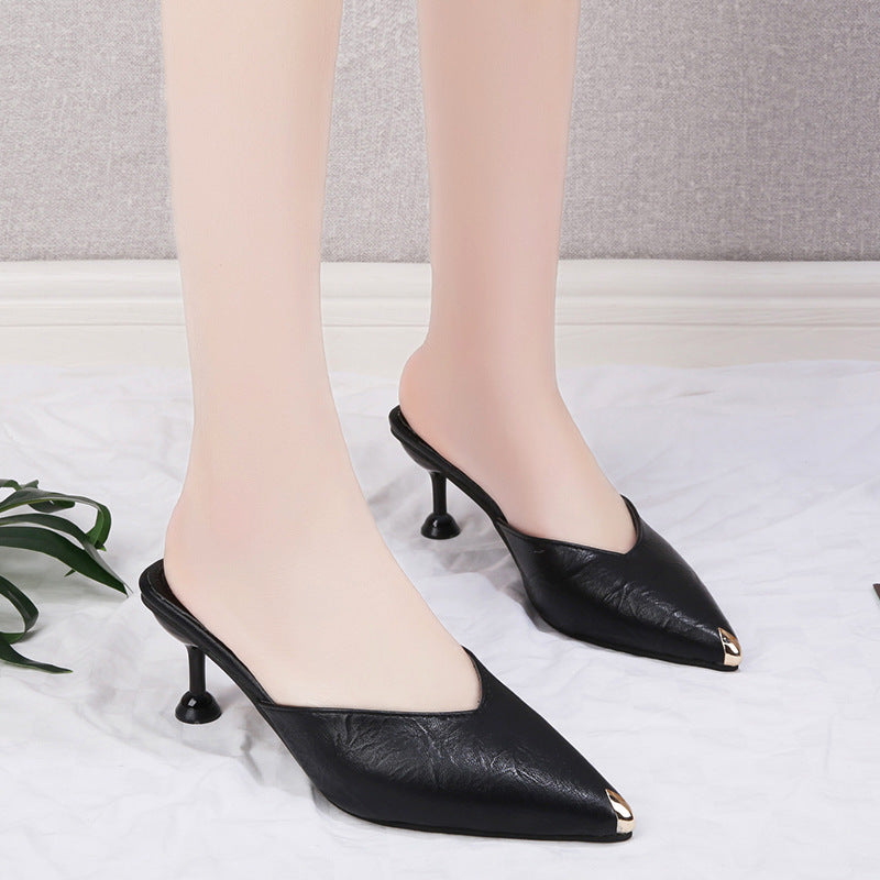 Baotou Ladies Half Slippers Outer Wear Fashionable Slippers Women