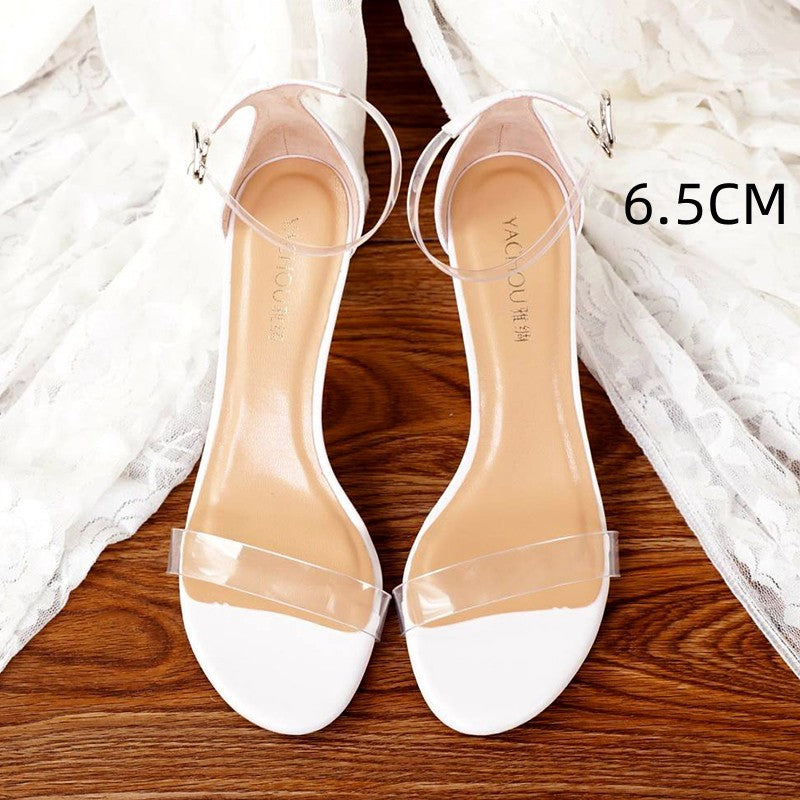 Genuine Leather Simple Fashion Strap Transparent High Heel