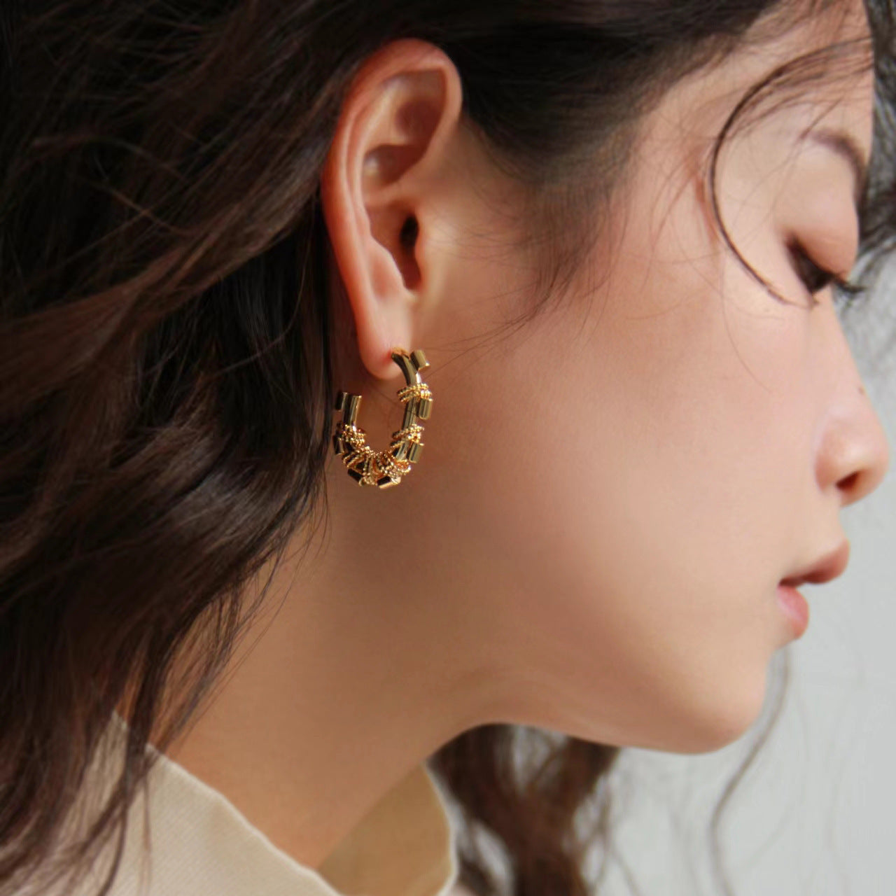 Geometric Metal Special Interest Earrings Elliptical Ring