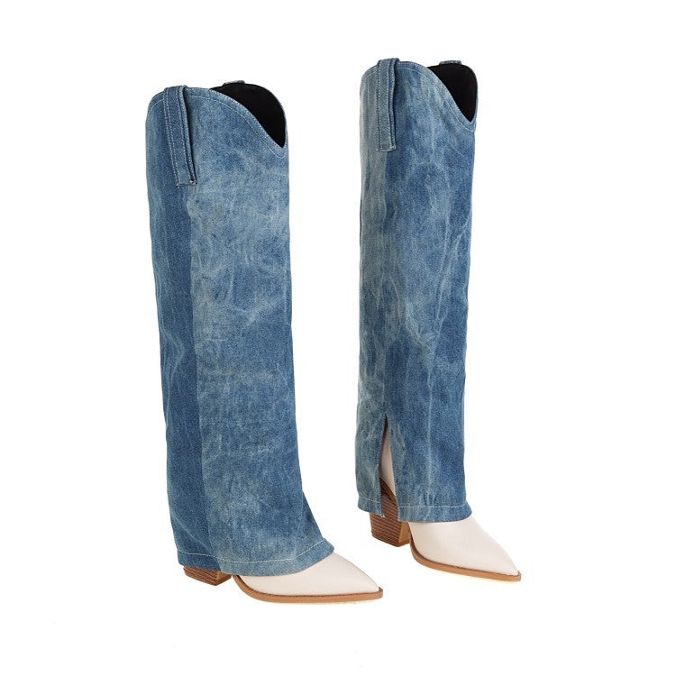 Women's Boots With Pointed Toe And Thick Heel
