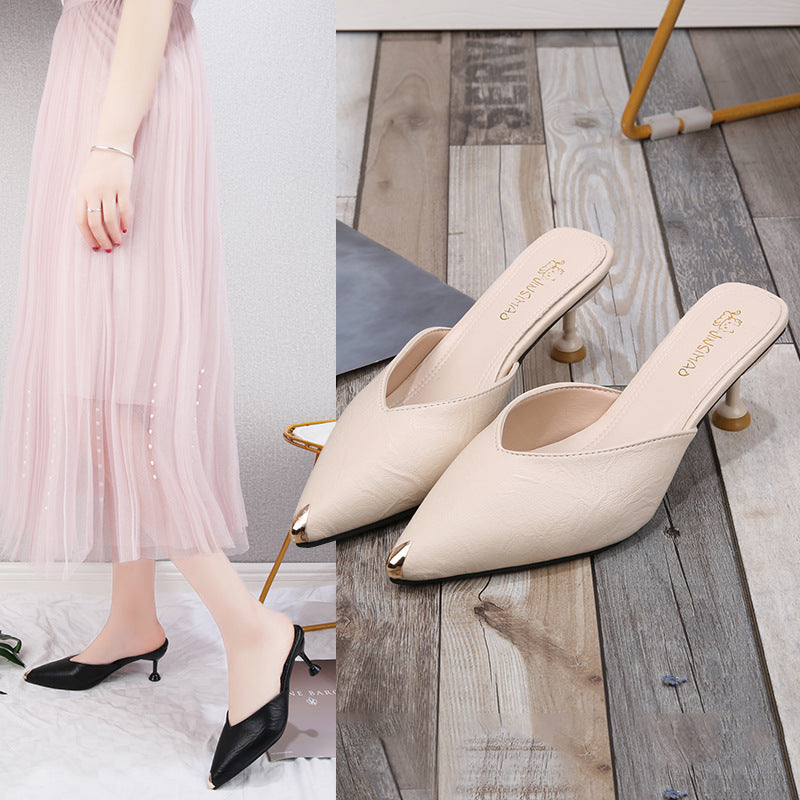 Baotou Ladies Half Slippers Outer Wear Fashionable Slippers Women