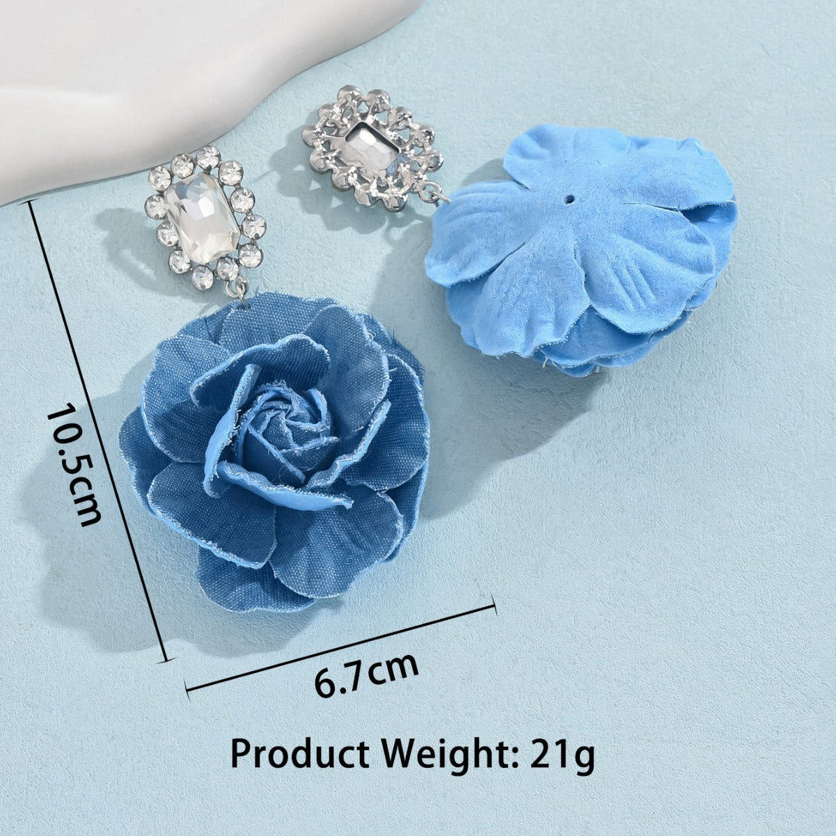 Vintage Denim Flower Pendant Earrings