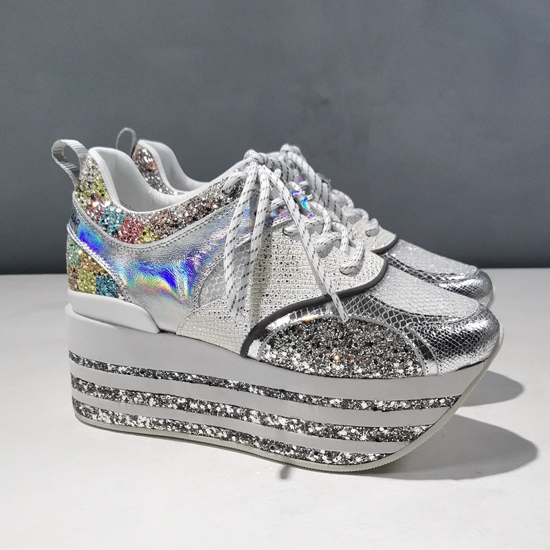 Genuine Leather Breathable Mesh Platform Shoes