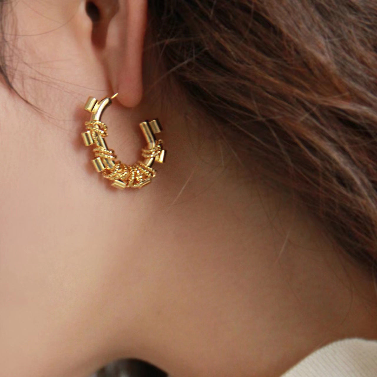 Geometric Metal Special Interest Earrings Elliptical Ring