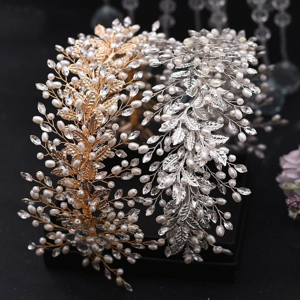 Bridal Fashion Handmade Pearl Wide Hair Band
