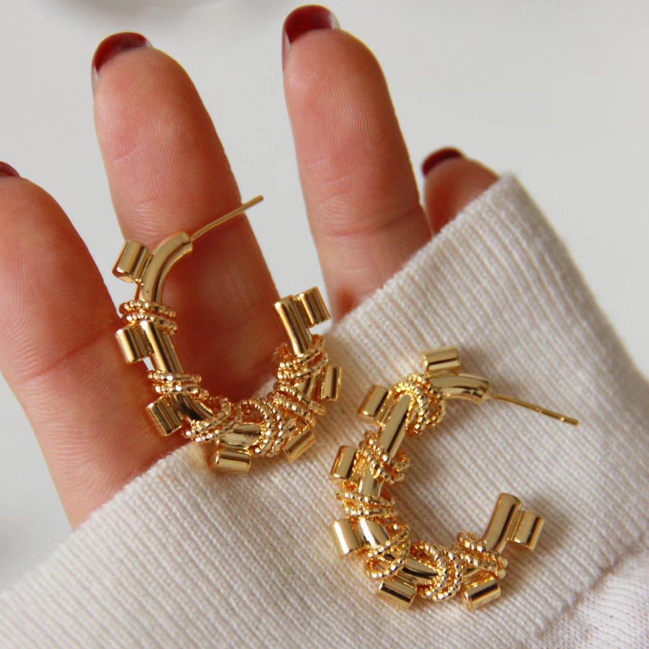 Geometric Metal Special Interest Earrings Elliptical Ring