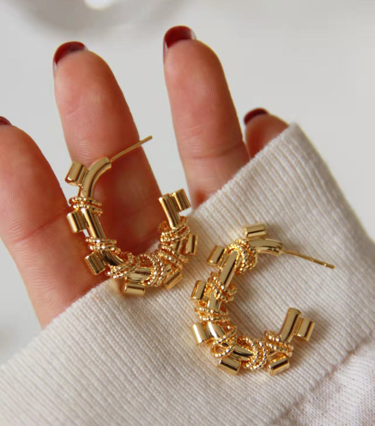Geometric Metal Special Interest Earrings Elliptical Ring