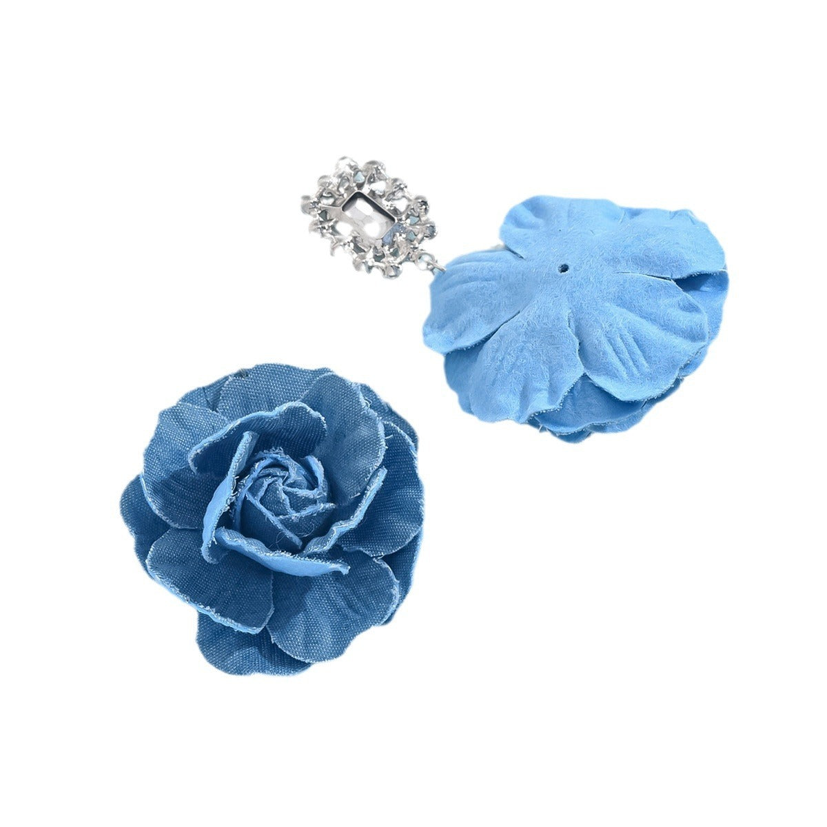 Vintage Denim Flower Pendant Earrings