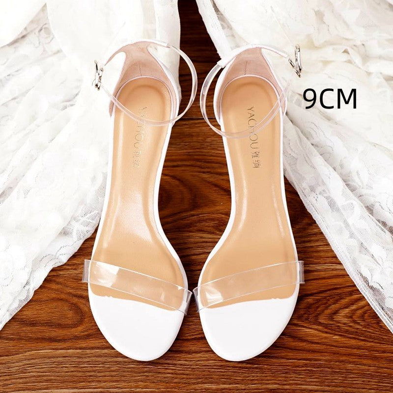 Genuine Leather Simple Fashion Strap Transparent High Heel