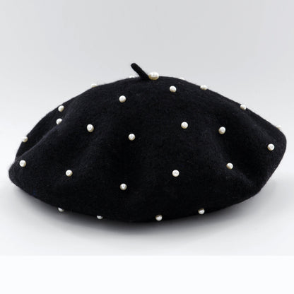 Woolen starry pearl beret