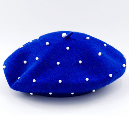 Woolen starry pearl beret