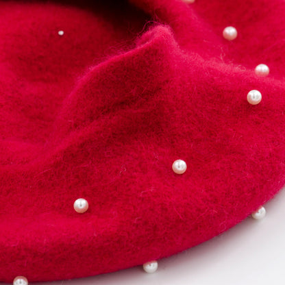 Woolen starry pearl beret