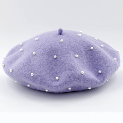 Woolen starry pearl beret