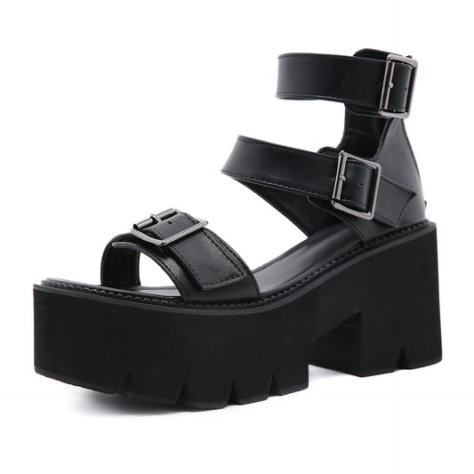 Brand Cool Leisure Platform Chunky Heels Gladiator Gothic Girls Women