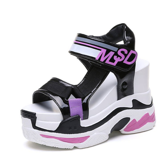 Daddy Sandals Women's Platform Sports Wedge With Velcro Roman Platform Shoes