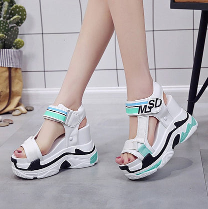 Daddy Sandals Women's Platform Sports Wedge With Velcro Roman Platform Shoes