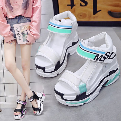Daddy Sandals Women's Platform Sports Wedge With Velcro Roman Platform Shoes