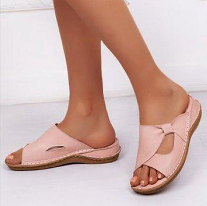 Open-toed Slippers Flat Women's Slippers