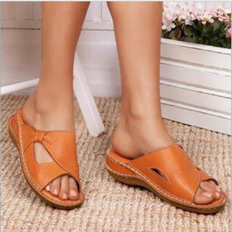 Open-toed Slippers Flat Women's Slippers