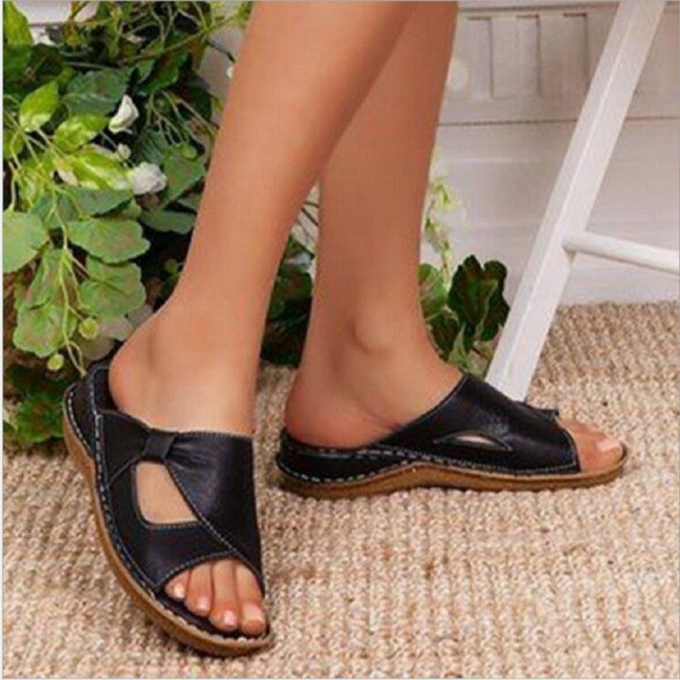 Open-toed Slippers Flat Women's Slippers