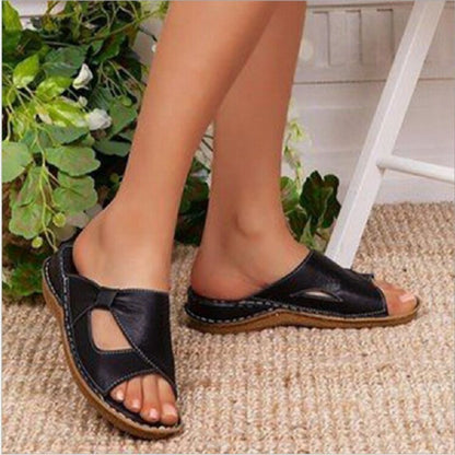Open-toed Slippers Flat Women's Slippers