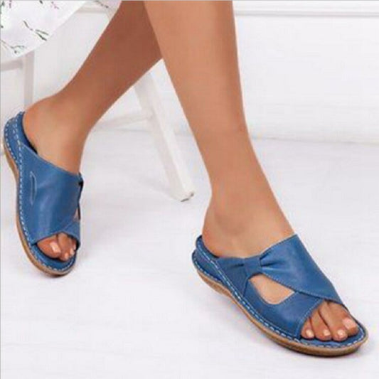 Open-toed Slippers Flat Women's Slippers