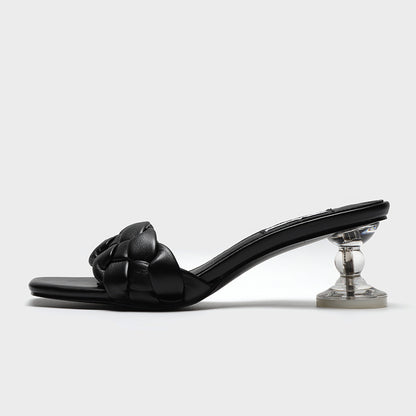 Transparent Square Toe Open-toe Sandals