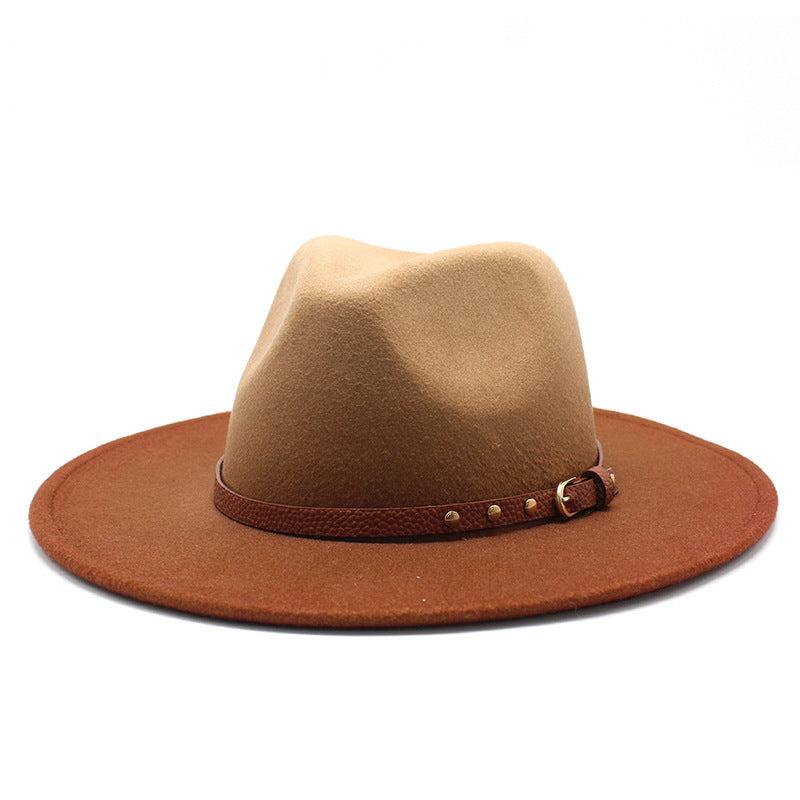 Gradient two-tone jazz woolen hat