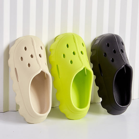 Women's Fashion Outer Wear Thick Bottom Hole Slippers
