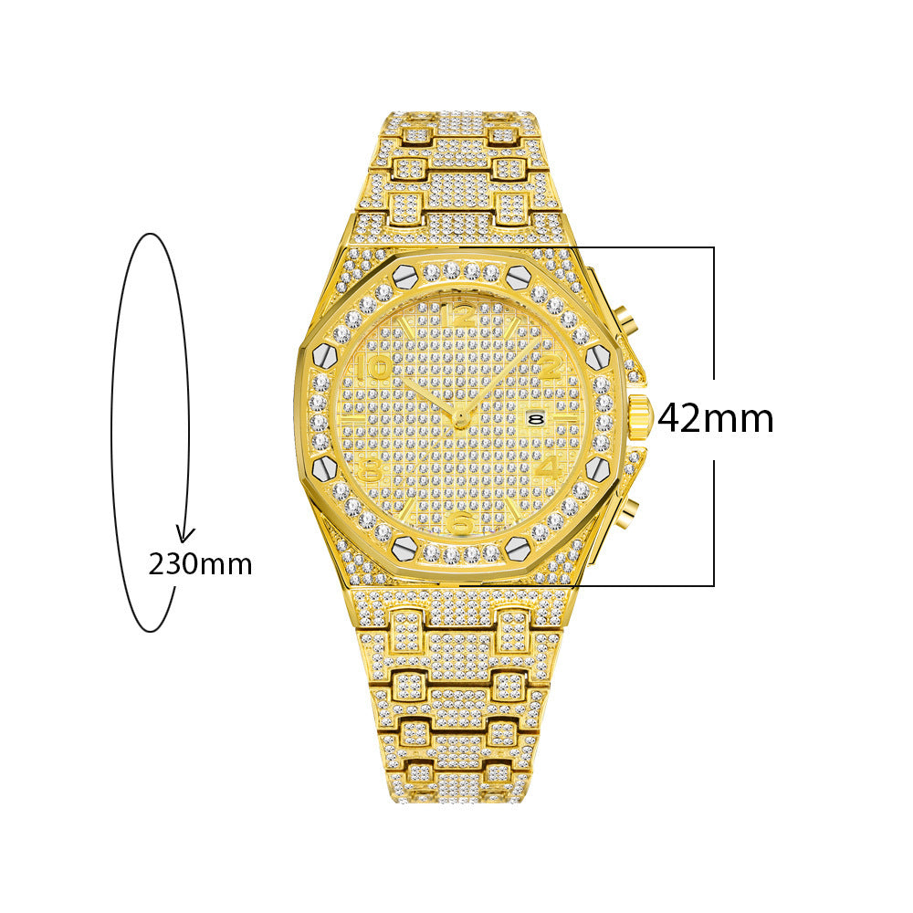Stainless Steel Starry Calendar Waterproof Quartz  Watch