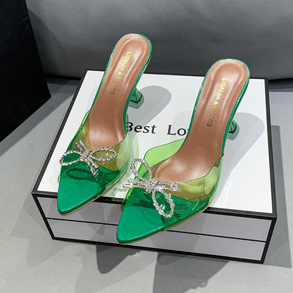 Big Bow Rhinestone Buckle Wedding Heel