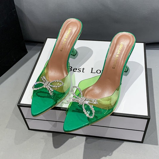 Big Bow Rhinestone Buckle Wedding Heel
