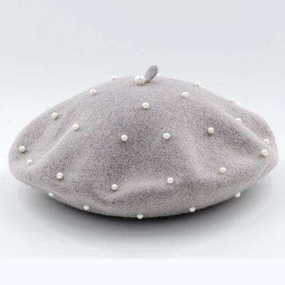 Woolen starry pearl beret