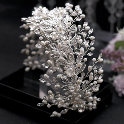Bridal Fashion Handmade Pearl Wide Hair Band