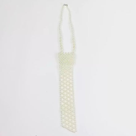 Beaded Flat Cutout Vintage Pearl Tie