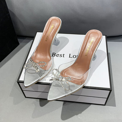 Big Bow Rhinestone Buckle Wedding Heel
