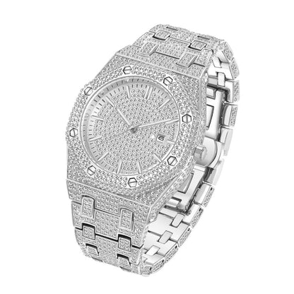 Fashion Rap Ice Hip Hop Full Diamond Large Dial Quartz Watch