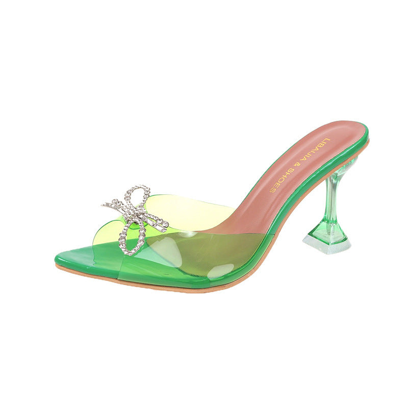 Big Bow Rhinestone Buckle Wedding Heel