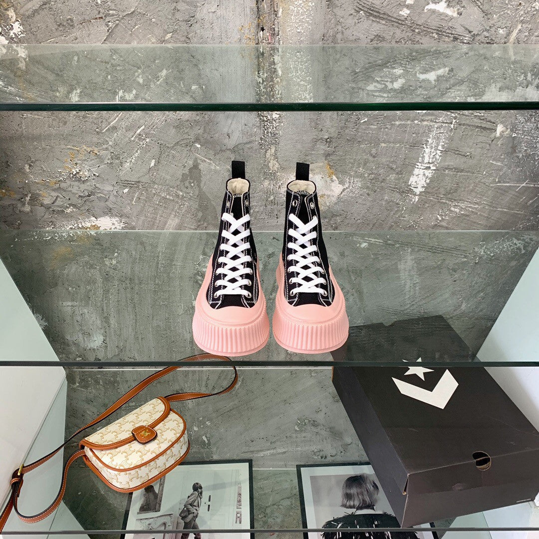 Women's Low-top Strappy Platform Platform Casual High-top Canvas Shoes