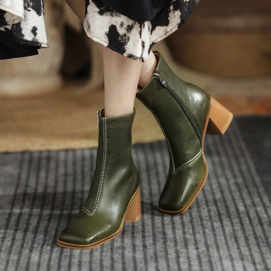 Lambskin Square Toe Boots
